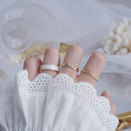 Delicate Jewelry 14K Gold Plated Adjustable Rings for Women Simple Style Pierced Rings Set