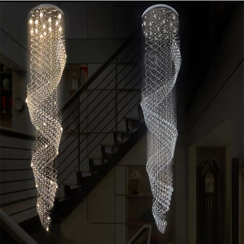K9 Crystal Stair LED Chandeliers Modern Artistic Creative Fashion Spiral Suspension Lighting Restaurant Hotel Villa Hanging Lamp