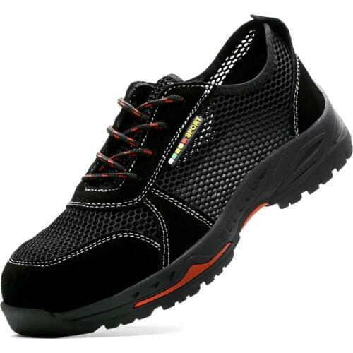 Summer Mens Safety Shoes Steel Toe Caps Anti-smashing Anti-Piercing Work Shoes Breathable Comfortable Lightweight Casual Shoe