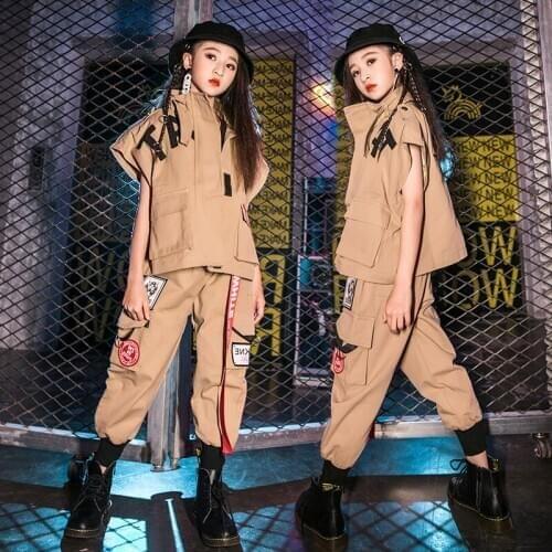 Hip Hop Dance Costume Boys Street Dancing Clothing Children Stage Outfit Girls Modern Jazz Clothes Performance Wear DNV12987