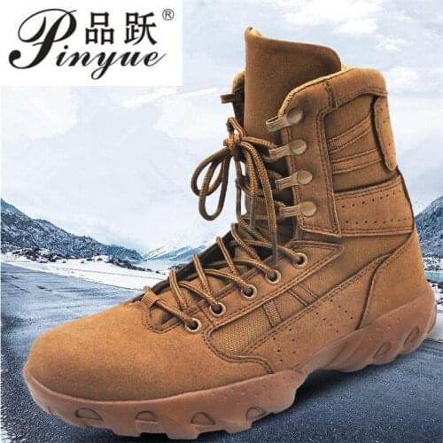 Leather mens military desert boots micro fiber summer brown combat army boots Fastern lacing system tactical boot