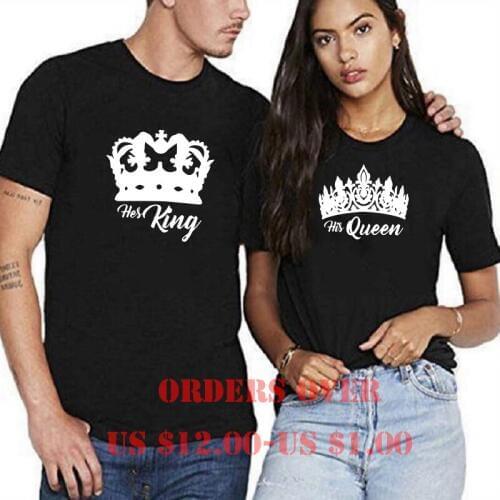 Summer couple T-shirt King Queen Printing Couple Clothes T-shirt cotton brand T-shirt casual O-neck Tops Lovers T-Shirt
