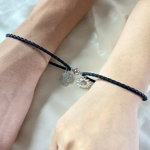 Magnet Lovers Bracelet Multi-function NecklaceTai Chi Sun Flower Leather Bracelet Fashion Jewelry Accessories Hot Selling Gift