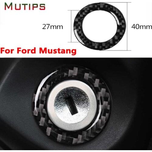 Mutips For Ford Mustang 2009 2010 2011 2012 2013 Car styling Carbon Fiber Engine Start Stop Ignition Cover Trim Key Ring Sticker