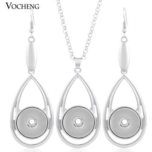 10pcs/lot Wholesale Vocheng Snap Button Necklace Earring Set 18mm Jewelry with Stainless Steel Chain NN-343*10 Free Shipping