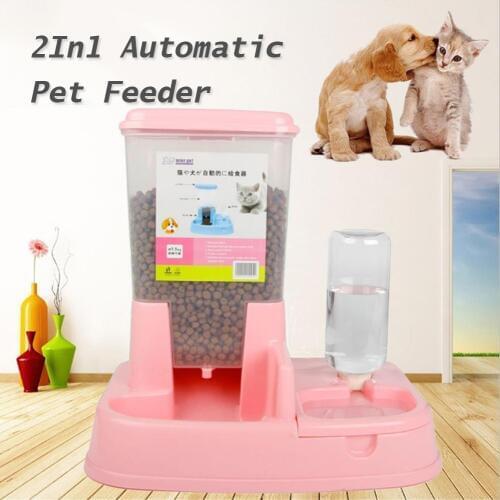 Newest 2 In 1 Detachable Automatic Pet Feeder Water Dispenser Cats Dogs Feeding Tool Water Bottle Pet Products Cats Supplies