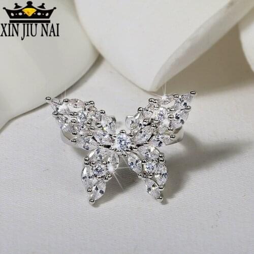 2020 new Japanese light luxury fairy design butterfly fresh romantic cute opening inlaid diamond zircon ring adjustable ring