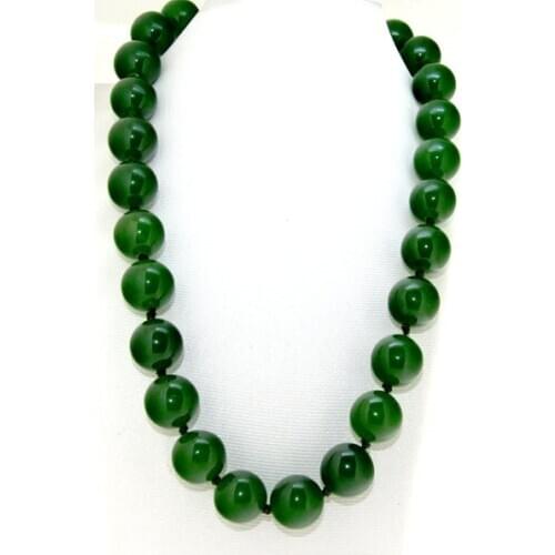New Arriver Jades Necklace 16mm Round Olive Green Jades Beads Gem-stone Necklace Handmade Knotted Jades Fashion Jewelry
