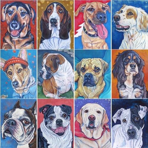 New 5D DIY Diamond Painting Oil Painting Dog Diamond Embroidery Rhinestones Crafts Full Square Round Drill Home Decor Art Gift