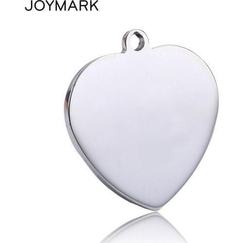 25mm-35mm Heart Shape Stainless Steel Charm Pendants Smooth Blank Tags For Jewellery Making Support Logo Engraving GTAG06