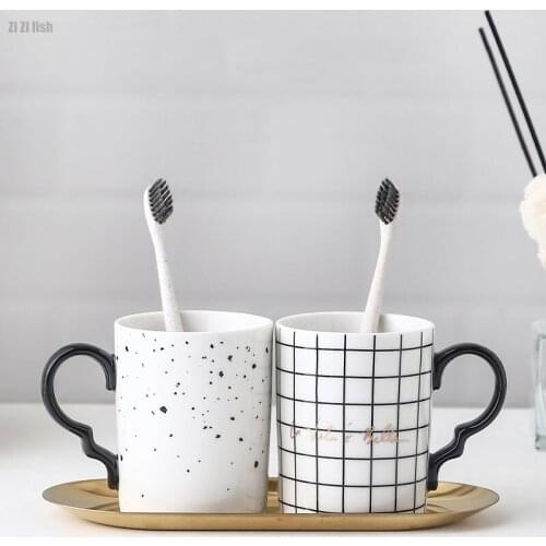Simple and Creative Nordic Ceramic Mouthwash Cup Set Home Bathroom Hotel Toothbrushing Cup Mark Coffee Cup Home Decoration