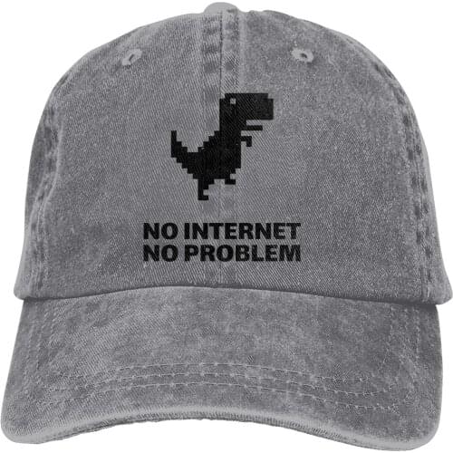Adjustable Solid Color Baseball Cap NO INTERNET Washed Cotton Trex Cactus Offline Funny Games Sports Woman Hat