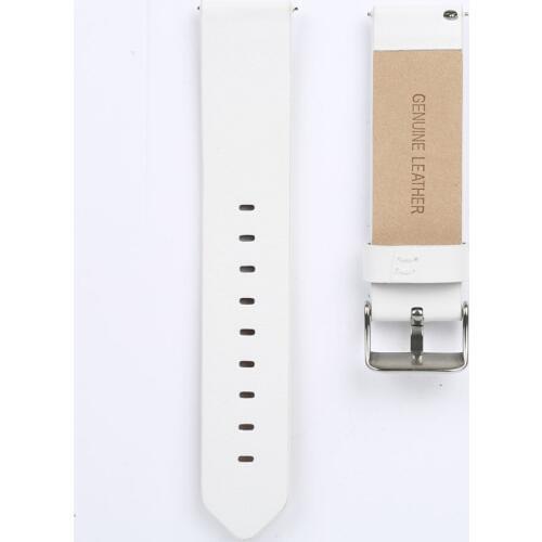 20MM Watch Band Flat Surface, Genuine Leather Strap Simple Design. White Color Watch Bands