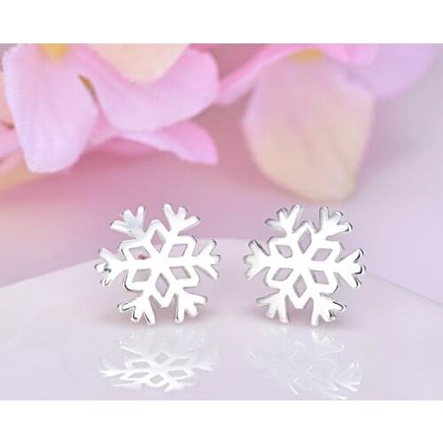 Fashion Silver Color Snowflake Stud Earrings for Women Christmas Gift Jewelry pendientes boucle d oreille A059