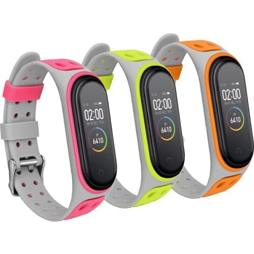 Sport Straps For Mi Band 5 Strap Sports Silicone Strap Two-tone Reverse Buckle Strap Pedometers Portable Wristband Replacement