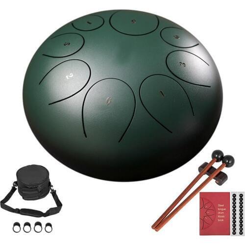 10/12 Inch Major 8 Notes Steel Tongue Drum hand pan Tankdrum hangdrum C Key with Mallets Music Book Bag Percussion Instrument