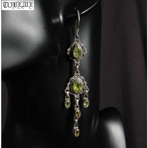 Old Handcrafted Nepal 925 Silver Citrine Earrings 925 Sterling Bohemia Women Earrings Tribal Charming Dangle Earrings