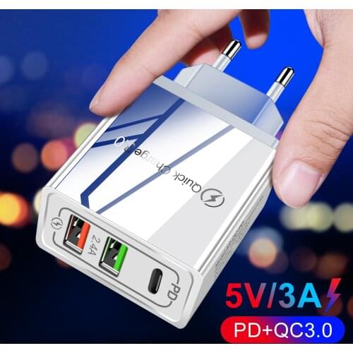 Quick Charge 3.0 PD USB Charger Universal 30W USB Type C Fast Charger Power Adapter for iPhone 12 8 Plus Xiaomi Phone iPAD