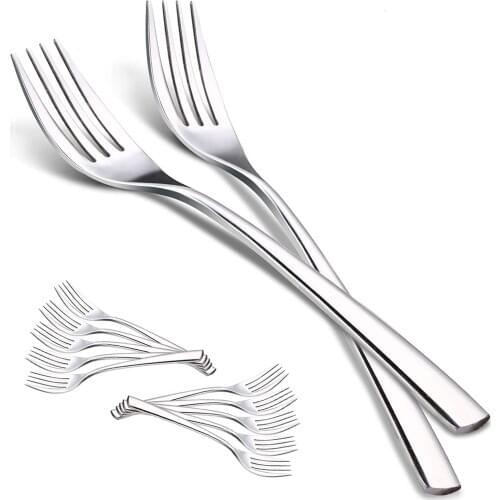 8 Inches 12PCS Stainless Steel Dinner Forks Main Forks Flatware Set Cutlery Set Dinnerware Mirror Polishing Shiny Kitchen Home