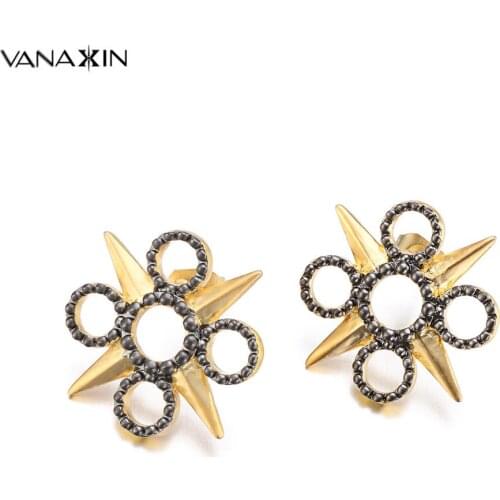 Vintage Earrings For Women Flower Shape Four Point Stud Earrings Gold Color Ethnic Earings Fashion Jewelry Free Gift Box