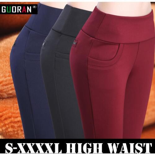 Winter warm 2016 Women Cotton pencil Pants High Waist thicken velvet Casual work office Women Pants Capris Trousers Plus Size