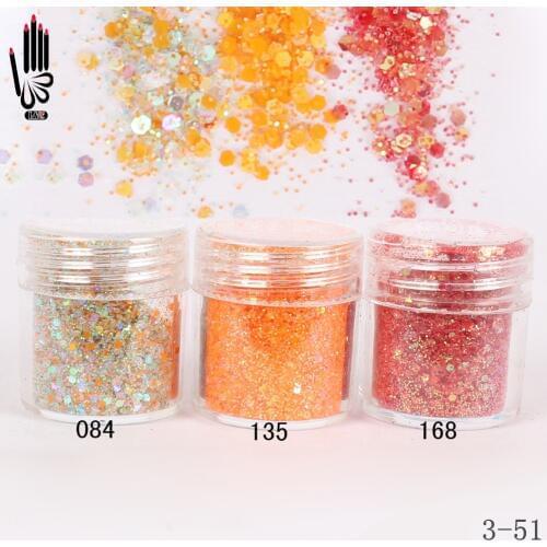 1 Jar/Box 10ml 3 Honey Orange Red Color Mix Nail Glitter Powder Sequins Powder For Nail Art Decoration Optional 300 Colors 3-51