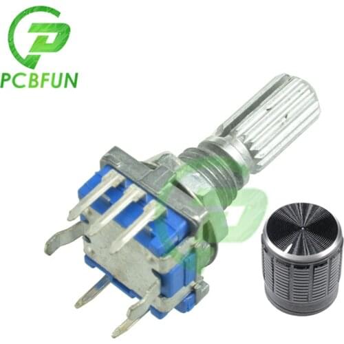 1Set 360 Degree EC11 Rotary Encoder Code Switch Digital Potentiometer 7 Pins Shaft Dia.6mm*20mm with Potentiome Knob for Arduino