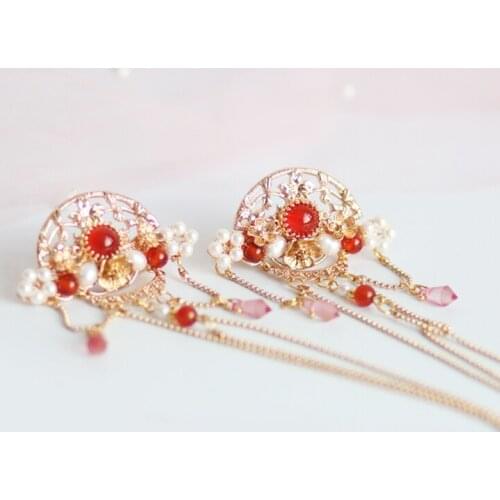 1 pair Handwork Ancient Tassel Hairpin Hair Clip Hanfu Headdress Classical Decor Accessories Cosplay Prop Women Girl Gift