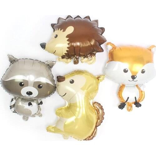 1pc/lot Animal Foil Balloons Raccoon Hedgehog Fox Birthday Forest Party Decorations helium ballons Squirrel Jungle baby toy