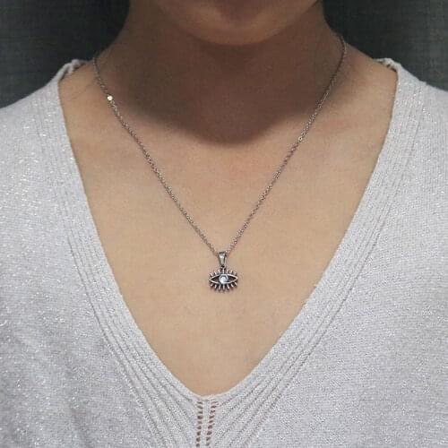 1Pc Beauty Eye Stainless Steel Necklaces Vintage Casting Egyptional Evil Eye Pendant Jewelry For Loved Girls Women Gift