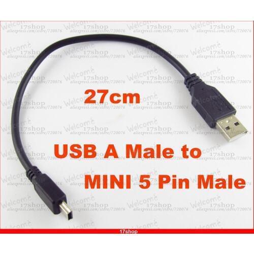 10pcs x Black USB2.0 Type A Male to Mini 5pin Male Convert DATA Cable 27CM Universal