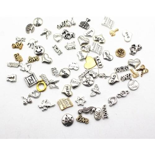 100pcs/lot Alloy Floating Charms Fit Living Glass Floating Lockets Bracelet DIY Charms Jewelry Accessory