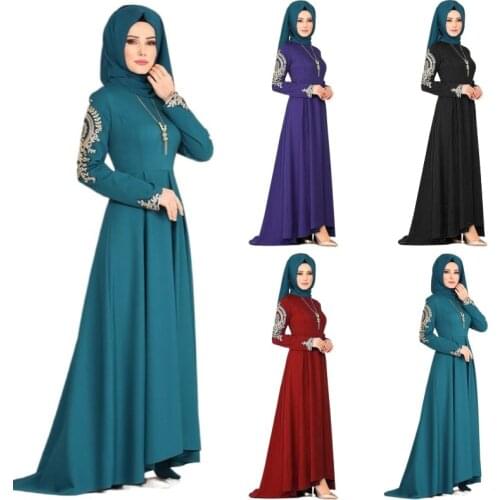 2021 New Eid Mubarak Dubai Turkey Muslim Islamic Arab Womens Dress Embroidered Classical Irregular Expansion Formal Skirt