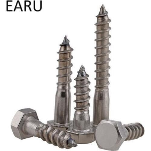304 Stainless Steel External Hexagon Hexagonal Hex Socket Head Tapping DIN571 Standard Screw Bolt M8*30/40/50/60/70/75/80-150mm