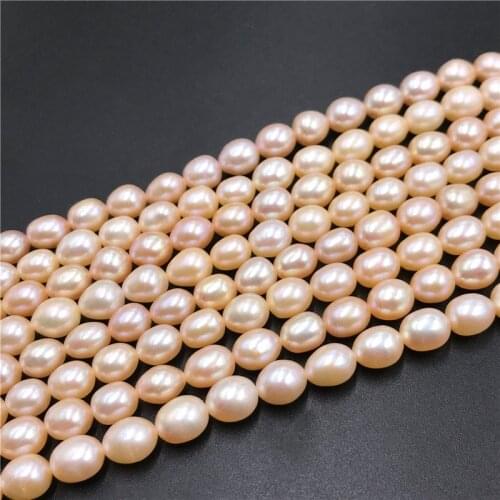 7-8mm Grade AAA Natural Freshwater Pearl Beads Pink Oval Genuine Pearls for Jewelry Making DIY Wedding Craft Accessories 14.5