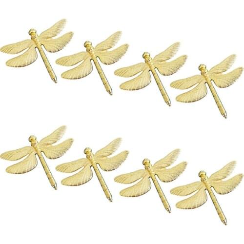 8PCS Dragonfly Napkin Ring Gold DIY Hotel Wedding Banquet Table Display Metal Napkin Buckle Christmas Decoration