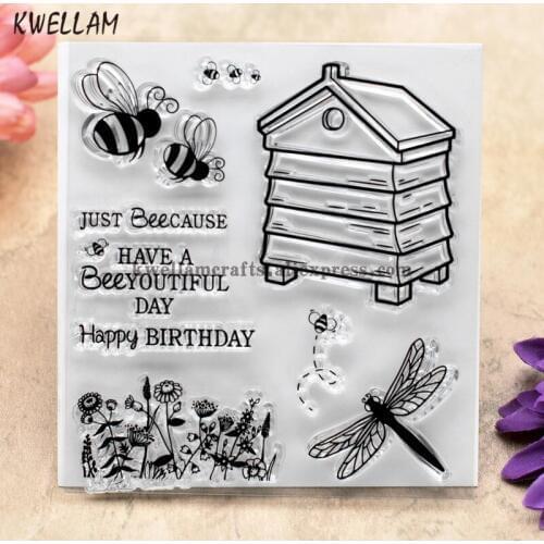 Happy BIRTHDAY JUST BeeCAUSE Scrapbook DIY photo cards rubber stamp clear stamp transparent stamp 9.5x10.5cm KW7110823