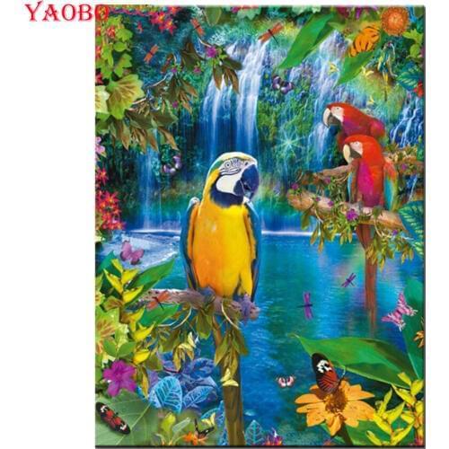 Diamond Embroidery Waterfalls Diamond Mosaic Rhinestone art Diy Diamond Painting Cross Stitch kits Parrots Birds 5d home decor