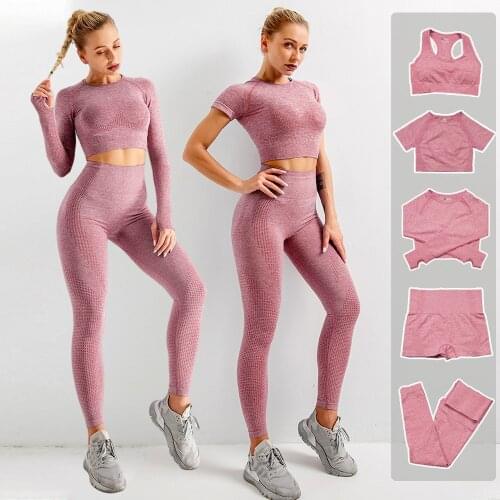 Seamless Yoga Set Gym Fitness Clothing Women Yoga Suit Sportswear Female Workout Leggings Top Sport Clothes Training Tights
