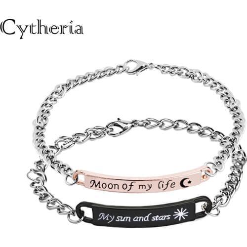 Moon of my life Bracelets For Women Bending my sun and stars Bracelet man couple Christmas Gift charm bracelet for lovers wife