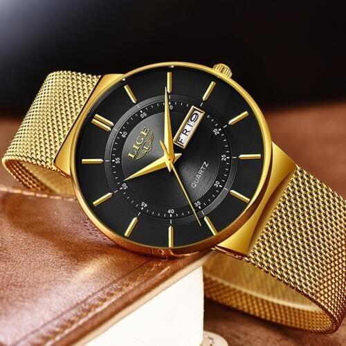 Mens Watches LIGE Top Brand Luxury Waterproof Ultra Thin Date Clock Male Steel Strap Casual Quartz Watch Men Sports Wrist Watch