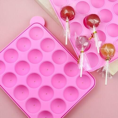 Lollipop Mold 20 Holes Chocolate Ball Cupcake Cookie Candy Maker Baking Tool Silicone Pop Lollipop Mold Stick Tray Cake Mould