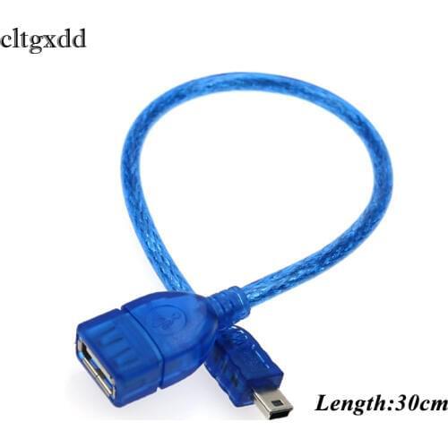 Cltgxdd USB 2.0 Female to Mini USB Male Cable Adapter 5P OTG V3 Port Data Cable For Car Audio Tablet For MP3 MP4 Speaker 0.3m