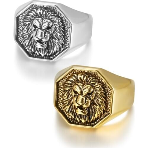 Lion Head Ring Trendy Animal 316 Stainless Steel Punk Biker Design Rock Roll Jewelry