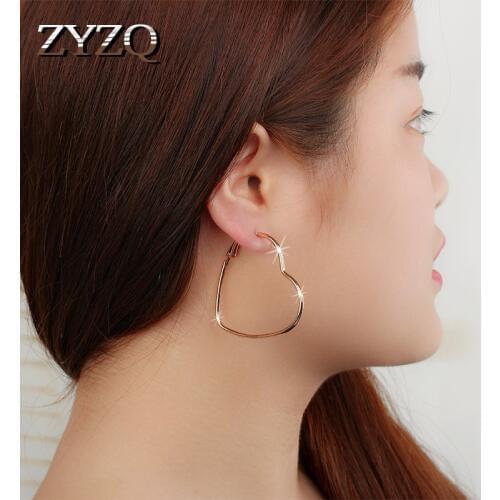 ZYZQ Trendy Accessories Hoop Earrings For Gilr Romantic Boho Love Heart Shaped Exquisite Artcraft Gift For Women Heart Earrings