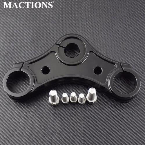 Motorcycle Black Top Triple Clamp with Riser Holes Billet Aluminum For Harley Sportster XL 883 2004-2014 2015 2016