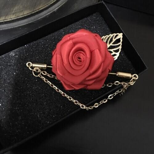 Men Women Tassels Lapel Necktie Pins Brooch Wedding Suit Party Coat Jacket Alloy Rose Flower Chain Brooches Rhinestone Corsage