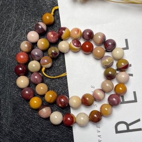 Natural moukaite stone beads smooth round blue perle needlework For Jewelry Making DIY Bracelet Necklace