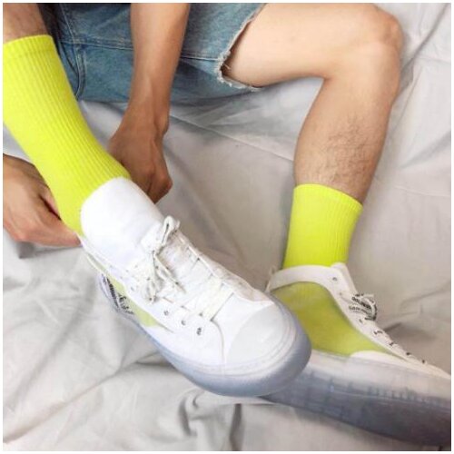 Couple Women Men Unisex Socks Casual Candy Color Socks Neon Pink Fluoscrence Green Socks 2021 New Fashion Women Funny Cute Socks