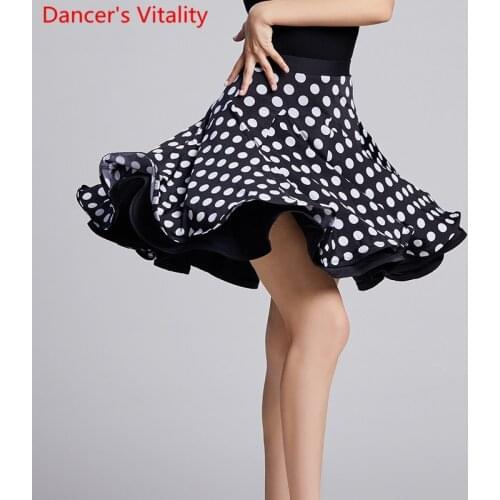 New Modern Dance Wear Leopard Dots Short Pleated Skirt National Standard Waltz Jazz Dancing Practice Training 2 Colors Clothes